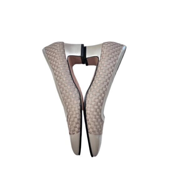 🎉SALE🎉 Salvatore Ferragamo Beige Fabric Weave Heels 6 AAAA GLAM Luxury NIB - Picture 11 of 16